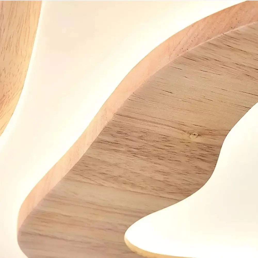 Modern Cloud Shape Ceiling Lamp | Mid-Century Modern Walnut Finish Flush Mount