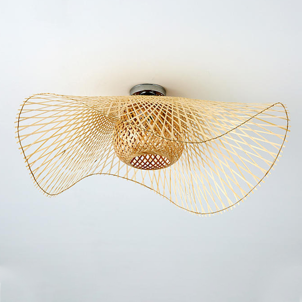 Large Hat-shape Bamboo Ceiling Light For Bedroom
