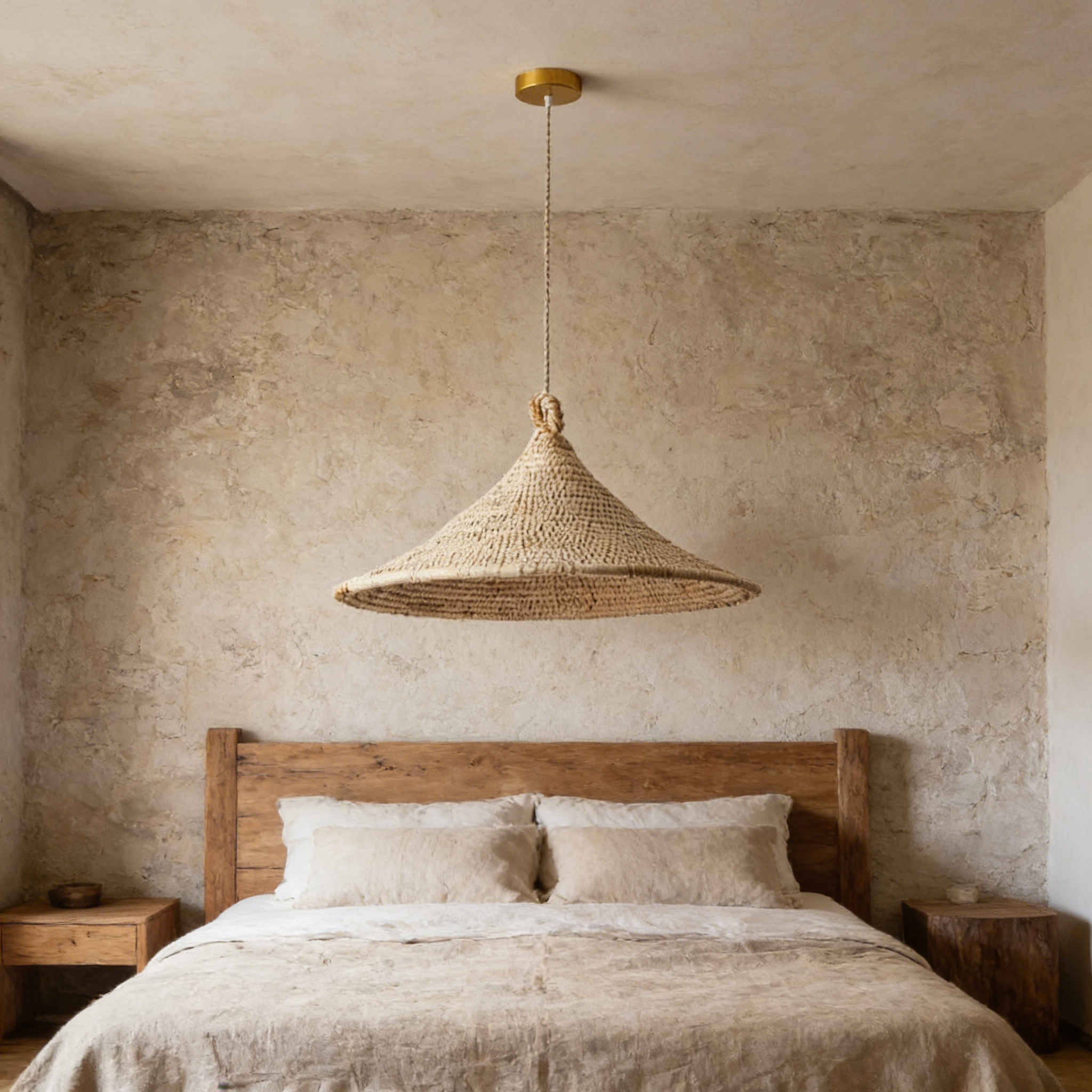 Handwoven Rattan Conical Pendant Light Wabi-sabi Natural Home Ceiling Lamp