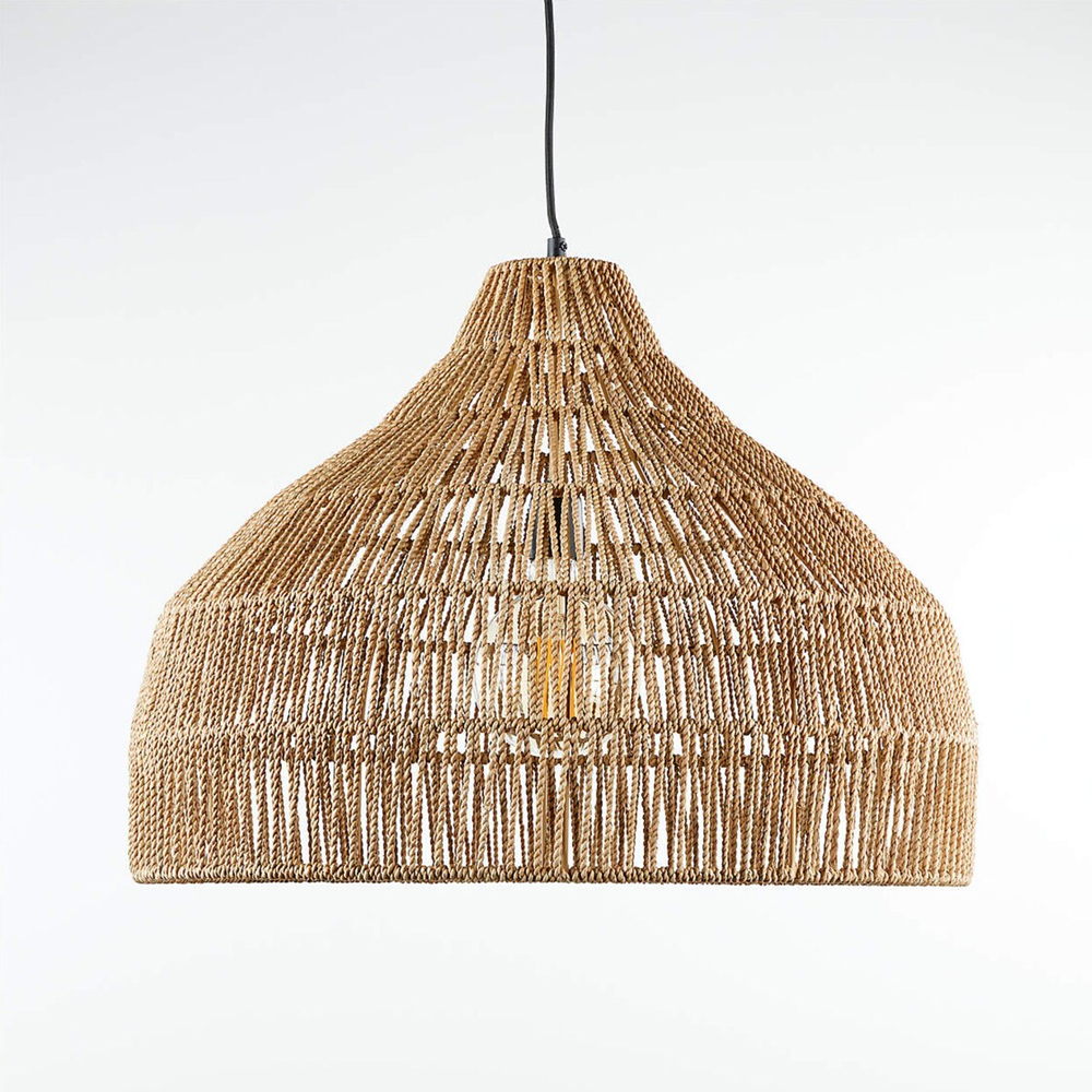 Farmhouse Rattan Pendant Lighting Fixture For Bedroom