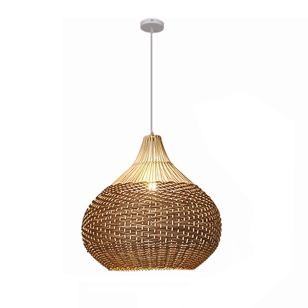 Handmade Rattan Weave Art Chandelier Round Pendant Lampshade Japanese Wabi-Sabi Chandelier