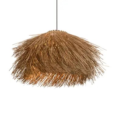 Mediterranean Style Grass Hanging Lamp Oversized Coastal Straw Chandelier