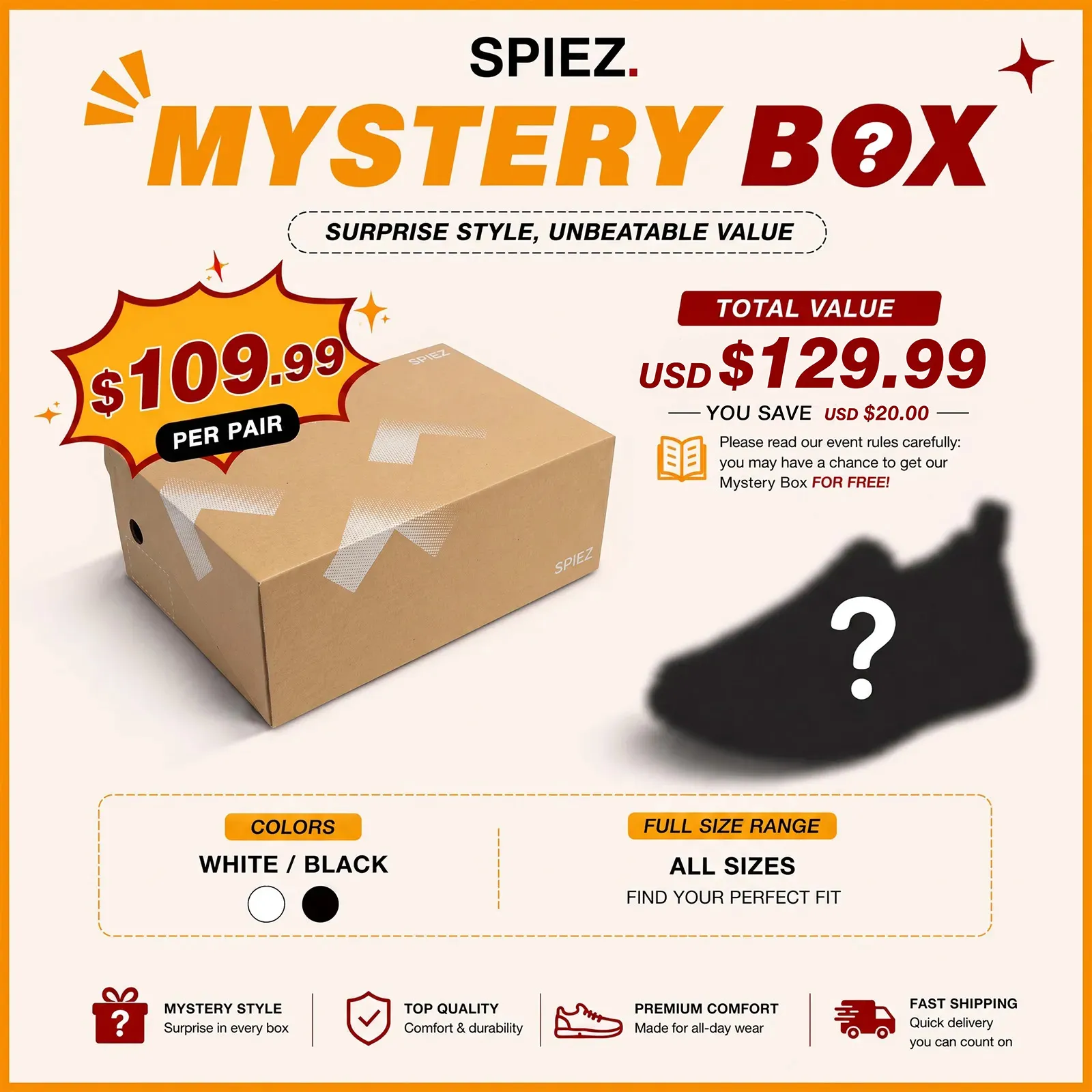 SPIEZ Genuine Shoes Mystery Box | Random Style Fixed Size