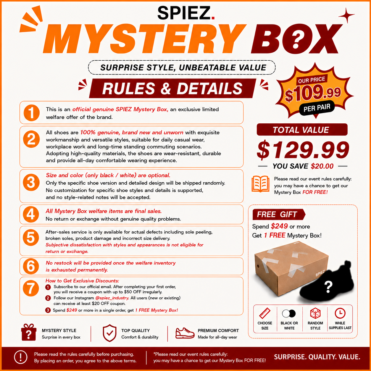 SPIEZ Genuine Shoes Mystery Box | Random Style Fixed Size