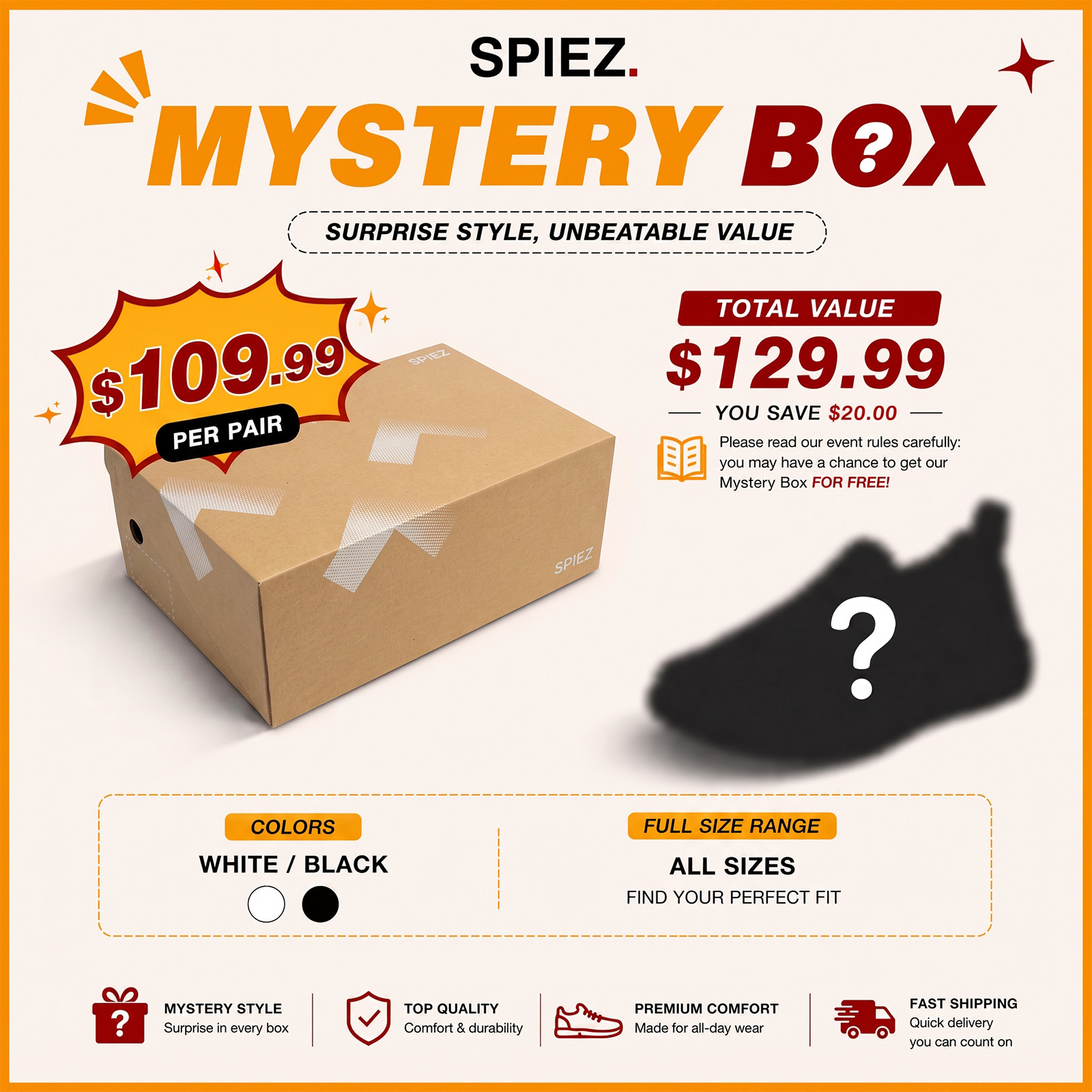 SPIEZ Genuine Shoes Mystery Box | Random Style Fixed Size