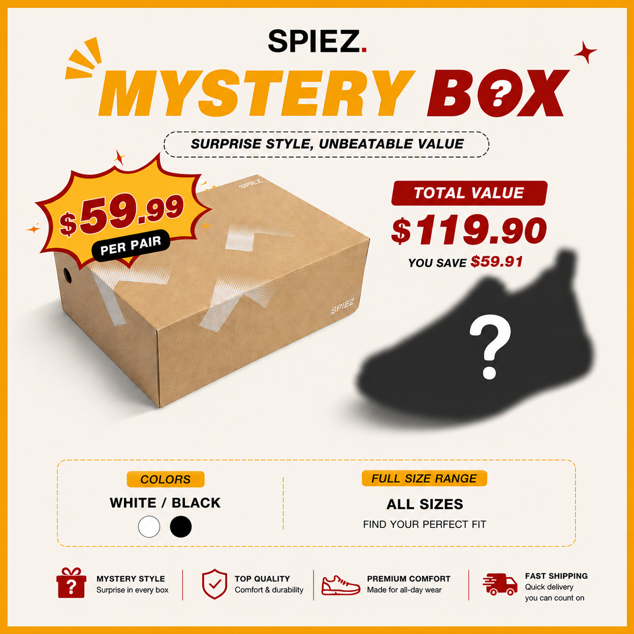 SPIEZ Genuine Shoes Mystery Box | Random Style Fixed Size