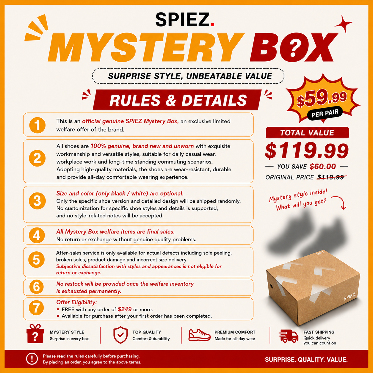 SPIEZ Genuine Shoes Mystery Box | Random Style Fixed Size