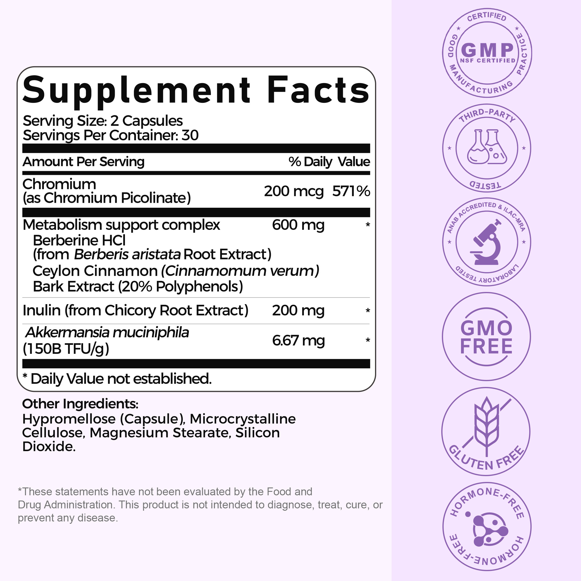 Gynable GLP-1 Supplement for Weight Loss & Appetite Control: Akkermansia Muciniphila Probiotic for Women and Men with Berberine, Inulin (Third-Party Tested) Supports Gut, Digestion, Metabolic, 60 Counts