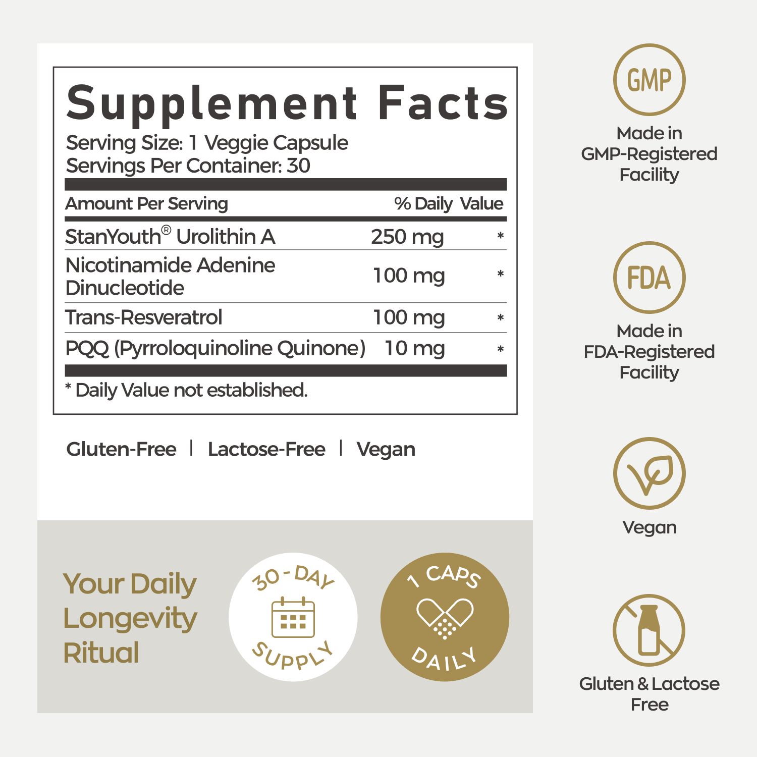 Gynable Urolithin A Complex NAD+,Trans-Resveratrol, PQQ,Urolithin A NAD Supplement for Cellular Energy, Longevity Support,Sleep,Focus, Mitochondria Health,NR NMN NAD+ Replacement Made & Tested in USA