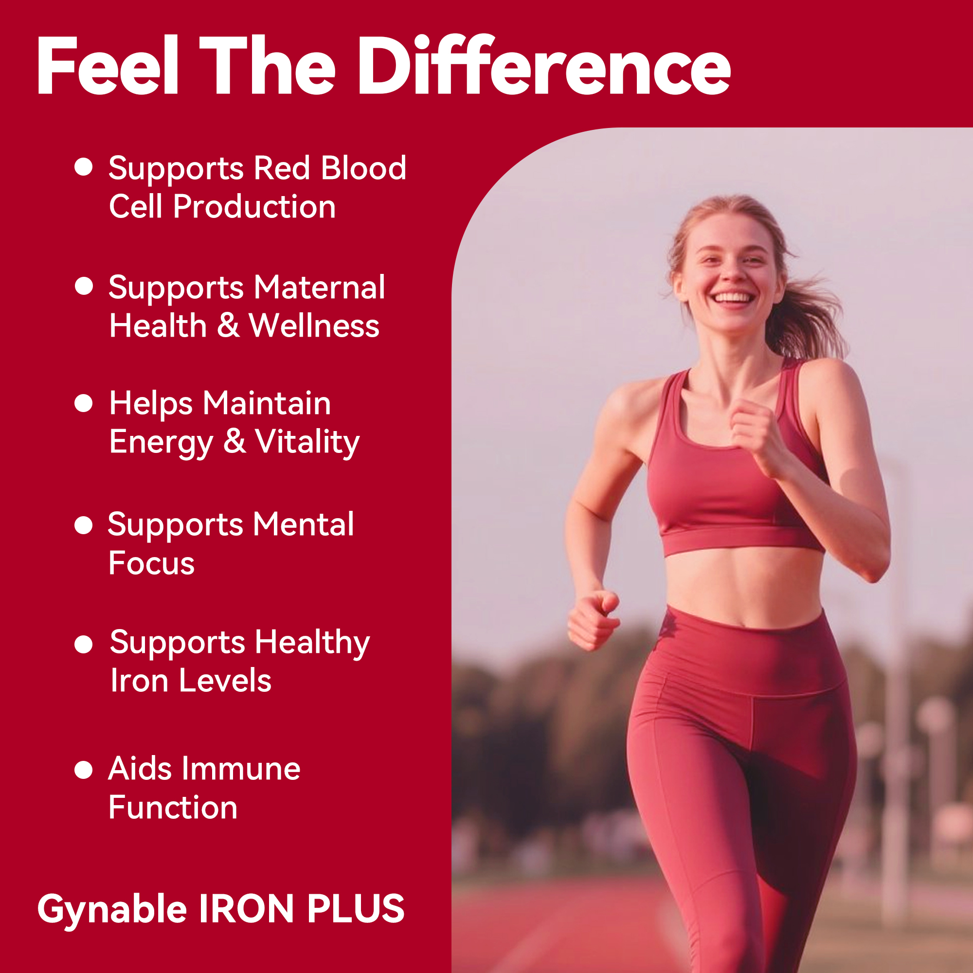 Gynable Gentle Iron Supplement for Women Anemia: Slow Release Iron Pills Clinically Shown to Support Iron for Prenatal Pregnant Patented SunActive Tech, with Folic Acid, B12, Vitamin C & B6, 18 mg, 20 Tablets