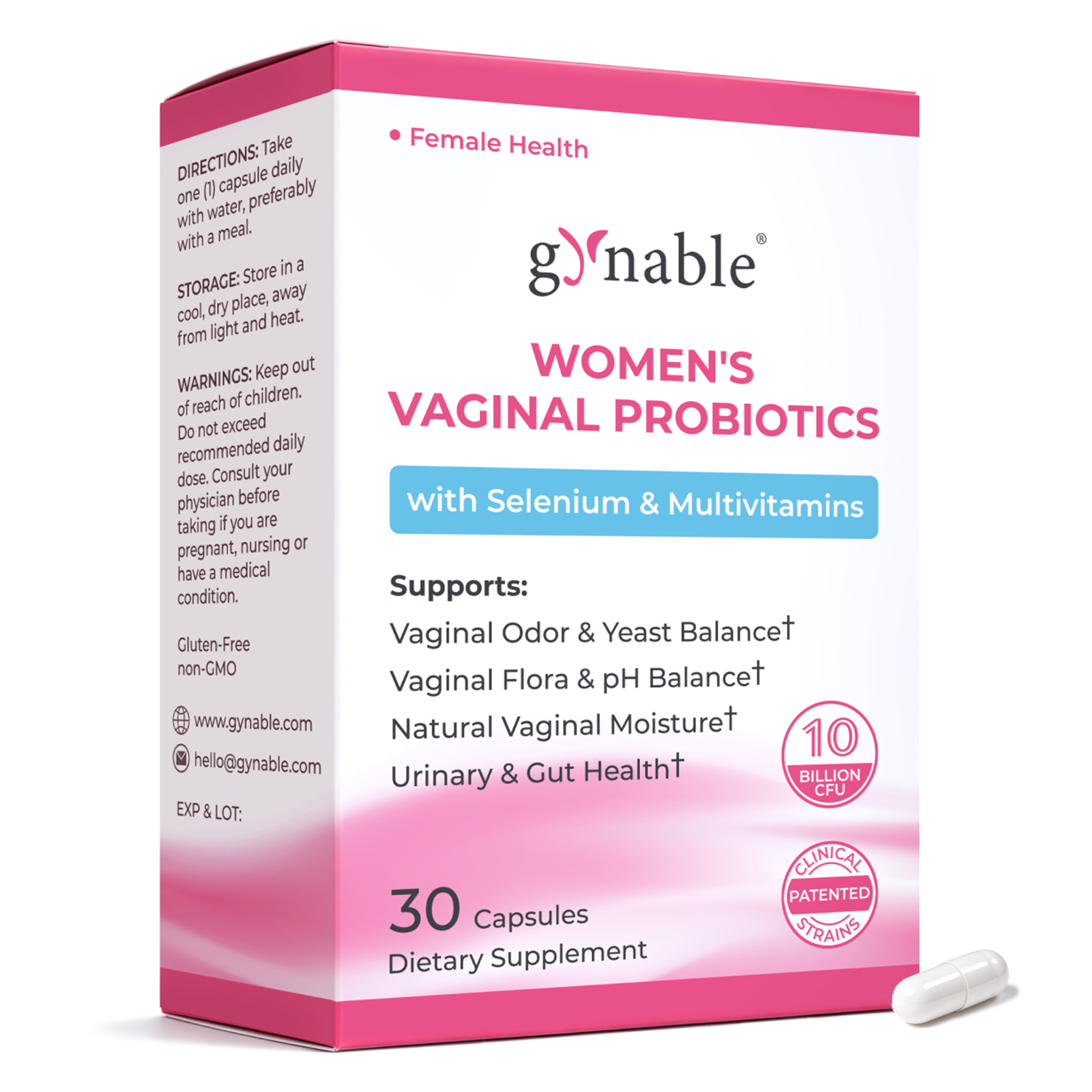 Gynable Women's Vaginal Probiotics Supplement - 30 Oral Capsules 