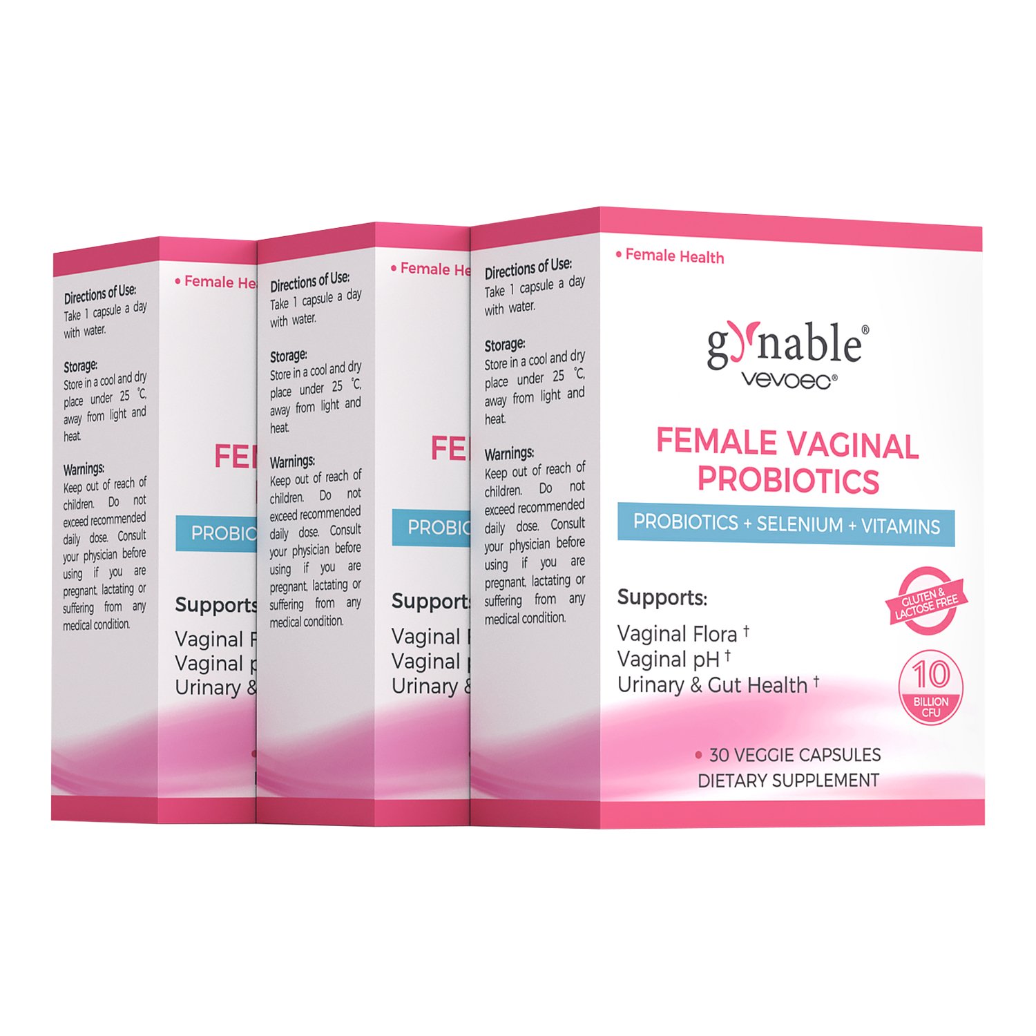 Gynable Vaginal Probiotics for Women,Female Probiotic for pH Balance 30 Count
