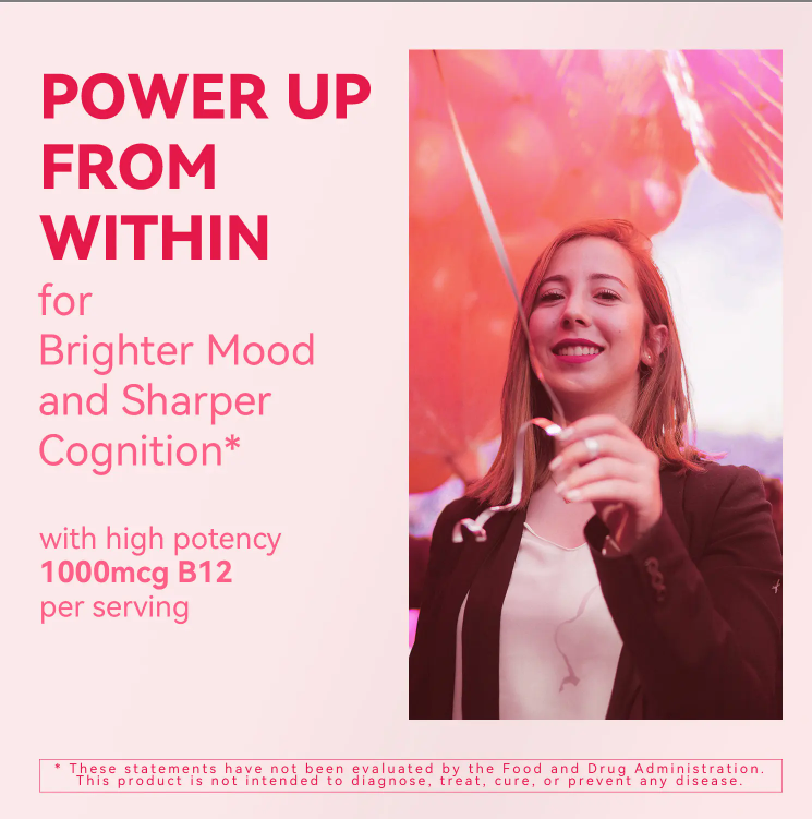 B12 Gummies Gynable Supports Mood & Brain Cells & CellEnergy non-GMO GLUTEN-free Vegan