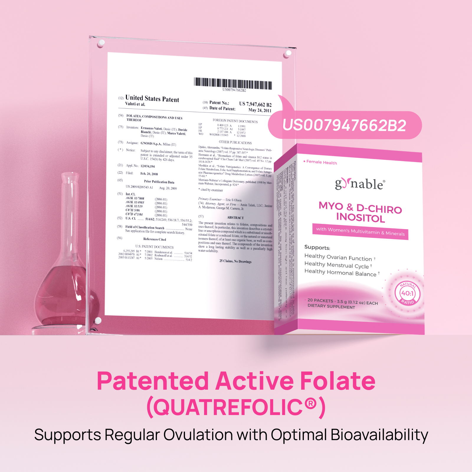 Gynable Pregina Myo-Inositol & D-Chiro Inositol Supplement for Women, Ovarian Health for PCOS & Fertility, Patented Folic Acid, Hormonal Balance & Menstrual Regulation, Gluten-Free