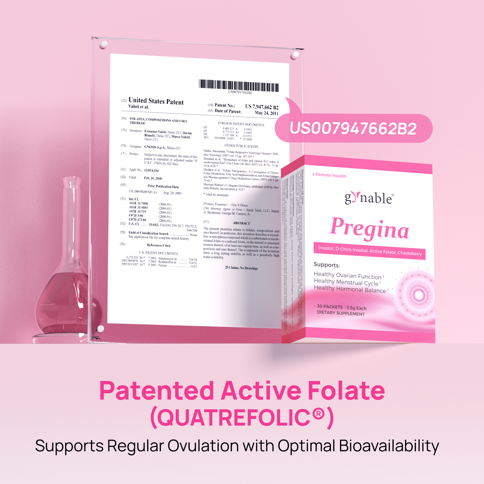 Gynable Pregina Myo-Inositol & D-Chiro Inositol Supplement for Women, Ovarian Health for PCOS & Fertility, Patented Folic Acid, Hormonal Balance & Menstrual Regulation, Gluten-Free