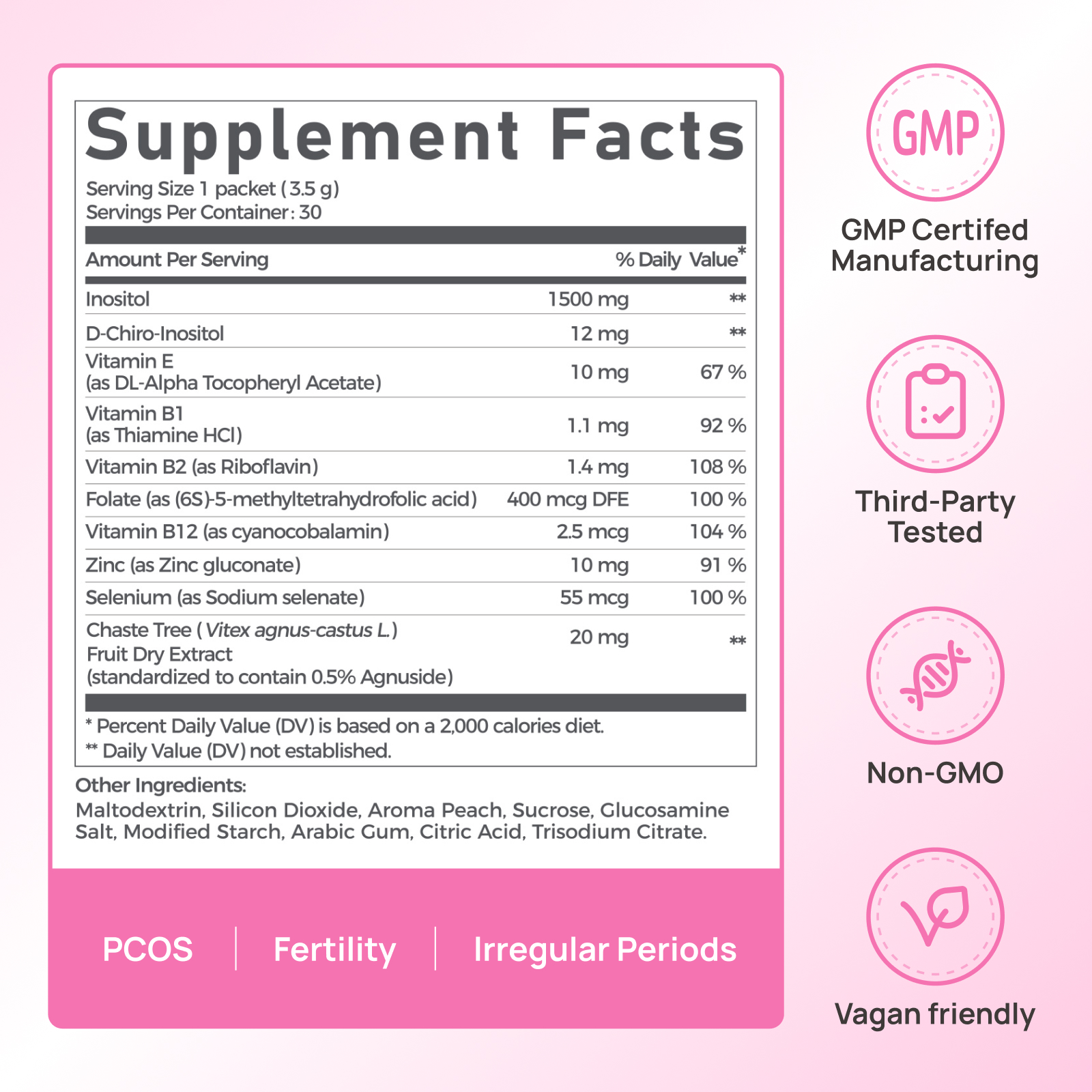 Gynable Pregina Myo-Inositol & D-Chiro Inositol Supplement for Women, Ovarian Health for PCOS & Fertility, Patented Folic Acid, Hormonal Balance & Menstrual Regulation, Gluten-Free