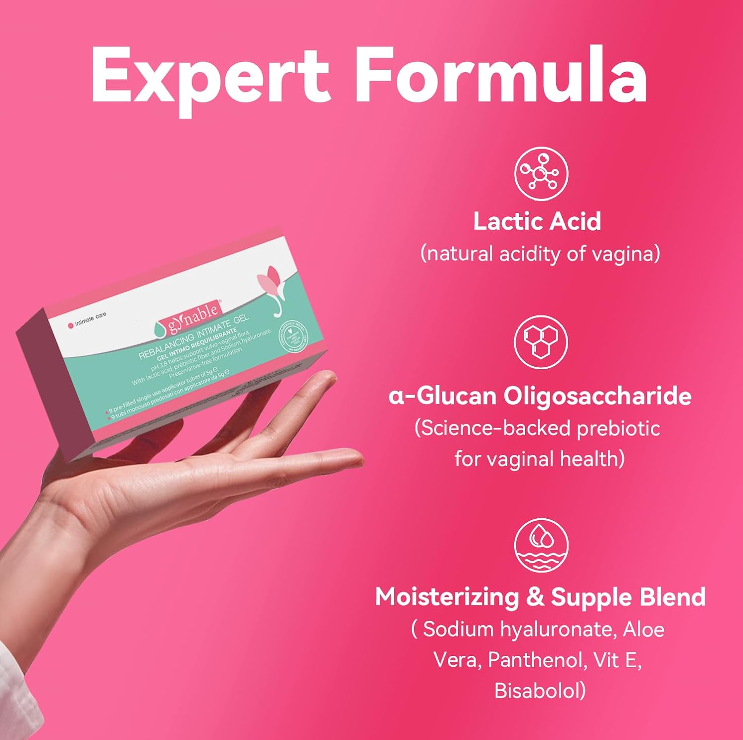 Gynable Vaginal Probiotic Gel | Rebalancing Intimate Gel | Promote pH Balance |Yeast Infection & BV Treatment | Vaginal Odor and Hygiene Support | Vaginal Moisturizer| 9 Pre-Filled Applicators