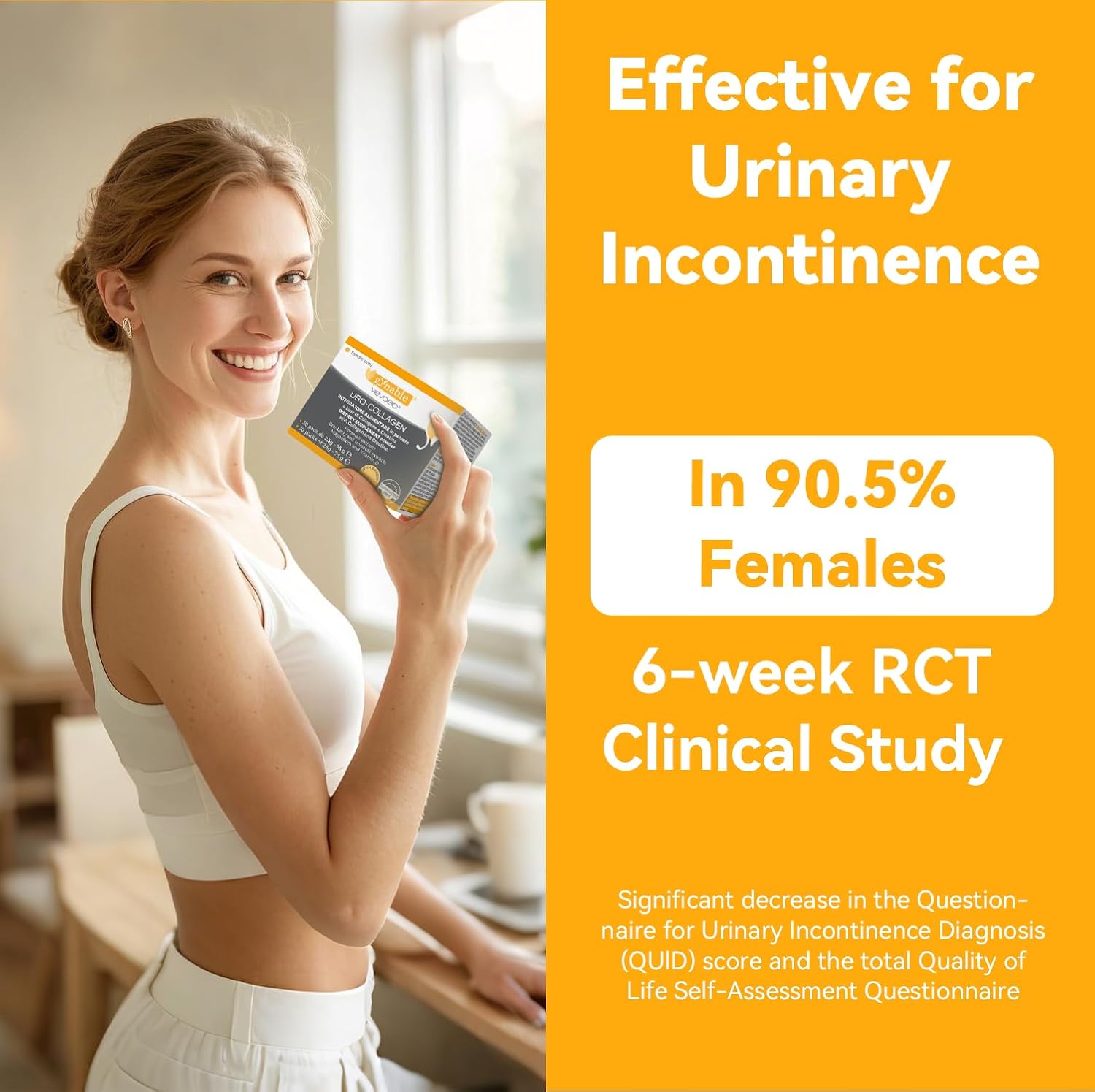 Gynable UROCollagen,Bladder Control Supplement for Women,Urinary Tract Health, Strengthen Pelvic Floor Muscles,Urinary Leakage,Female Care,with Creatine,Natural Lemon Flavored