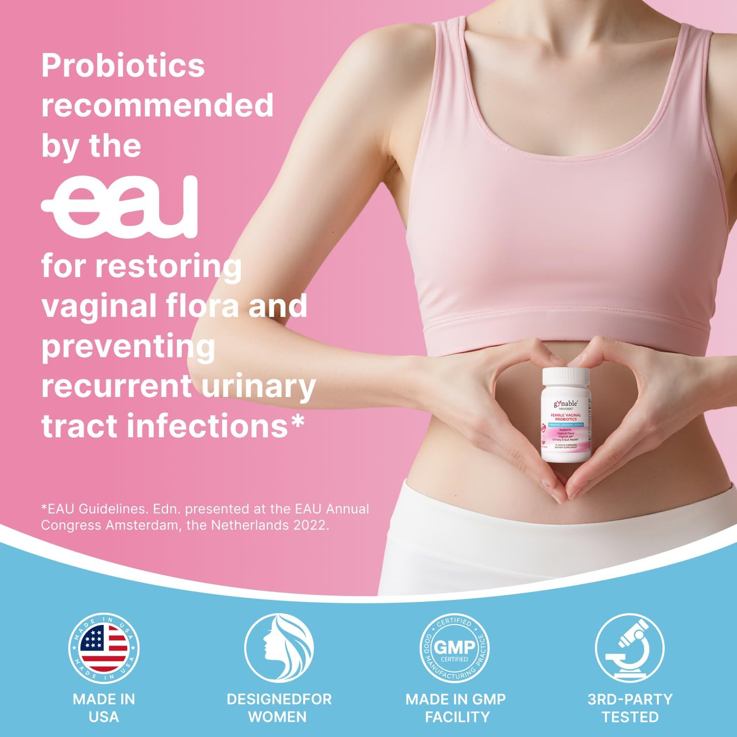 Gynable Vaginal Probiotic for Women- Female Probiotic for pH Balance,Upgraded to 10 Billion CFU Probiotics Odor Control, Yeast Balance, Promote Healthy Vaginal Flora & Feminine Health