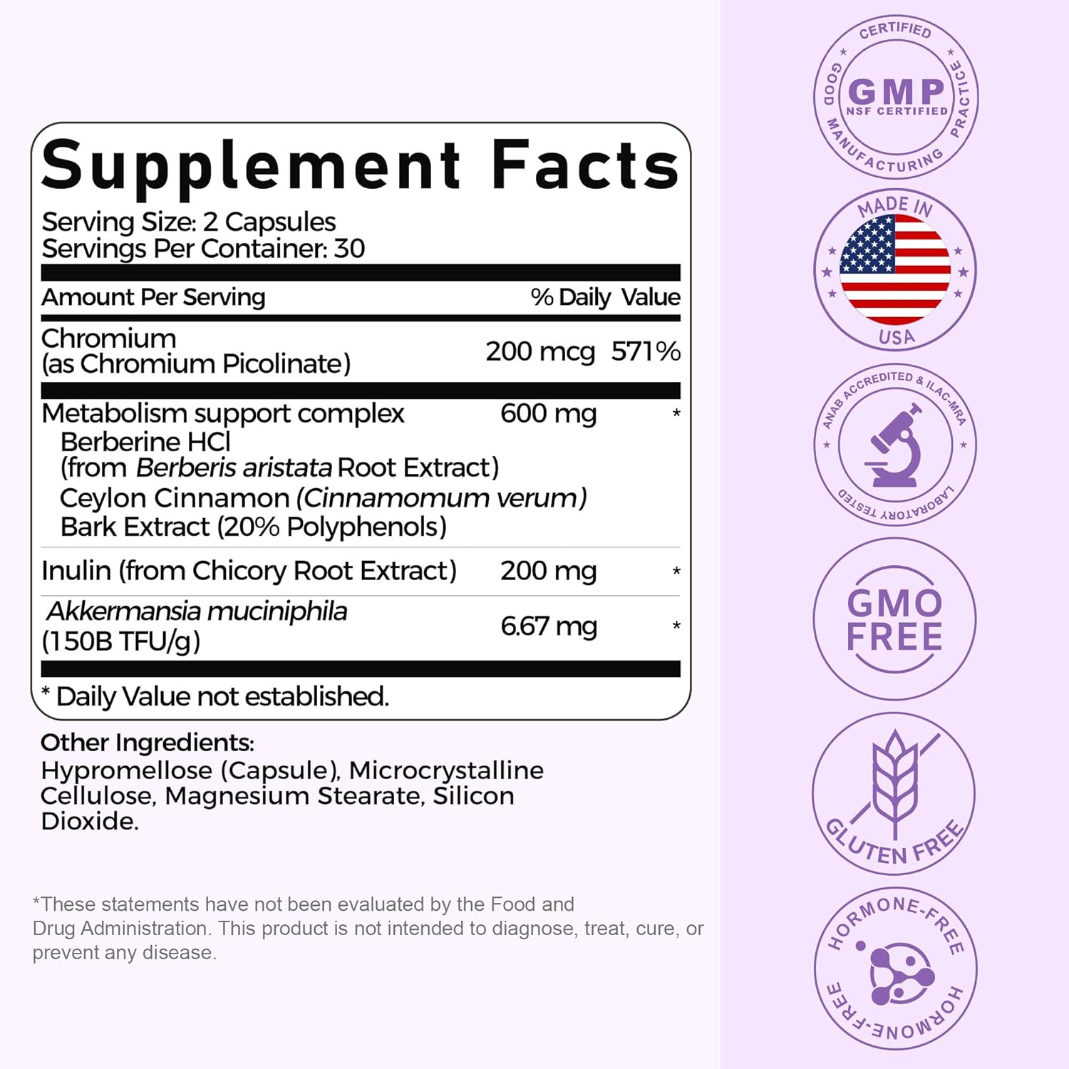 Gynable GLP-1 Supplement for Weight Loss & Appetite Control: Akkermansia Muciniphila Probiotic for Women and Men with Berberine, Inulin (Third-Party Tested) Supports Gut, Digestion, Metabolic, 60 Counts