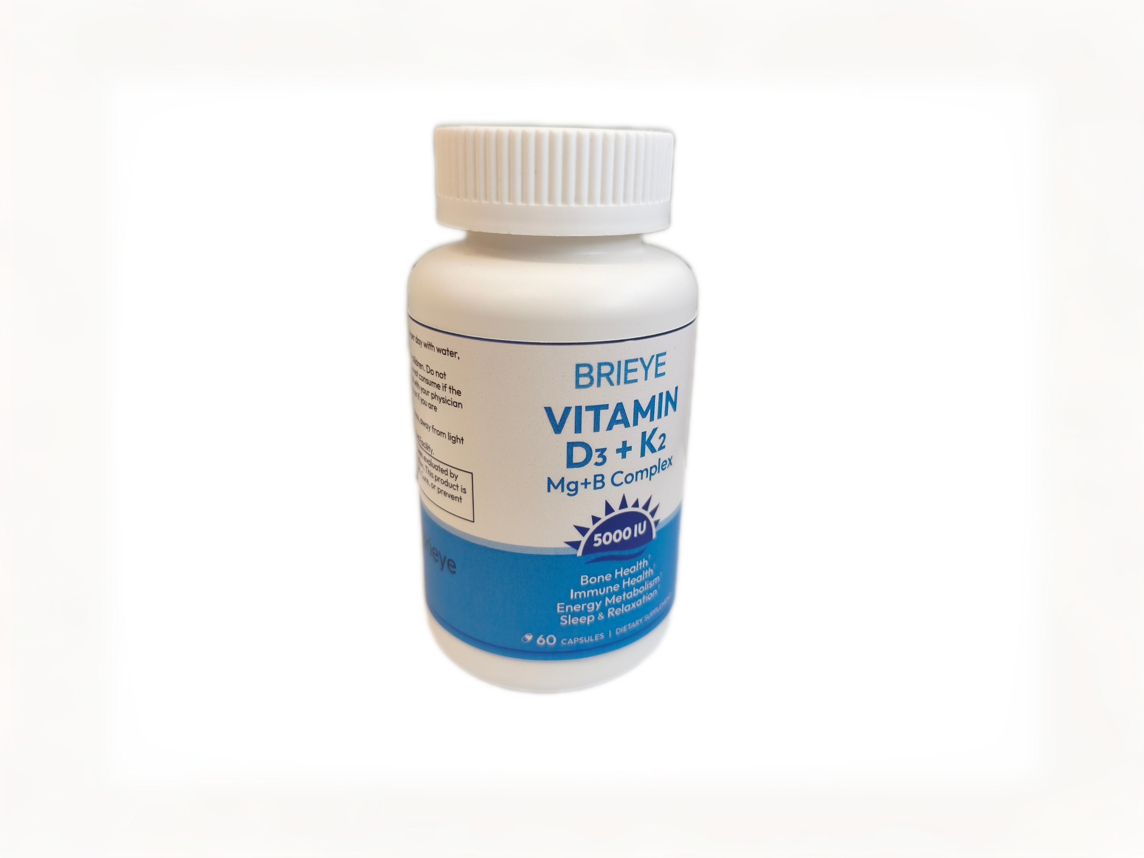 Brieye VITAMIN D3+K2 Mg+B Complex，each capsule delivers multiple must-have nutrients