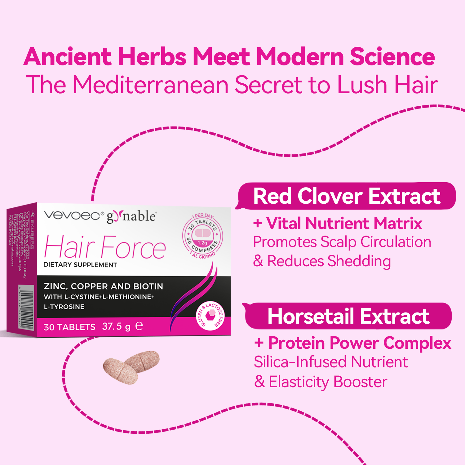 Hair Growth Supplement for Women,DHT Blocker with Biotin Amino Acid Blend,Red Clover,Female Hormone Balance for Hair Growth,Gluten-Free,Lactose-Free,1 Per Day, 30 Tablets, 1 Month Supply