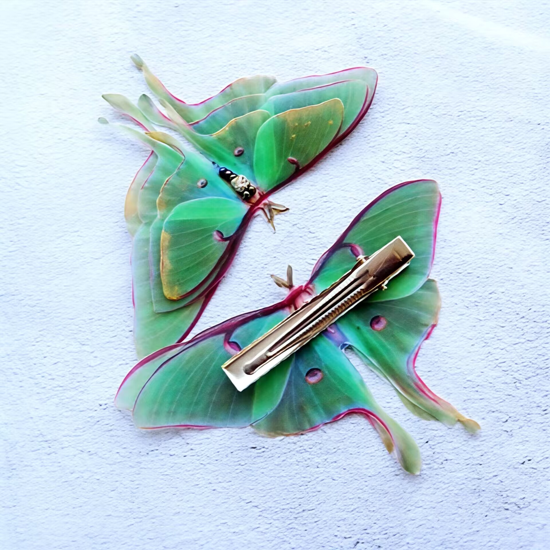 3D Double-Layered Wing Moonlight Goddess Green Hair Clip