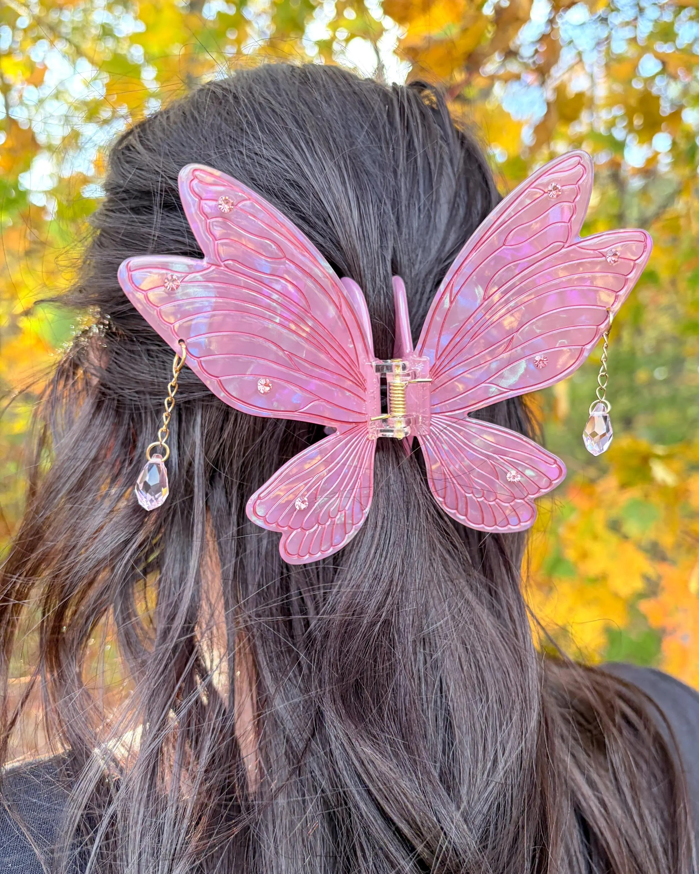 Pink Fairy Wing Claw Clip
