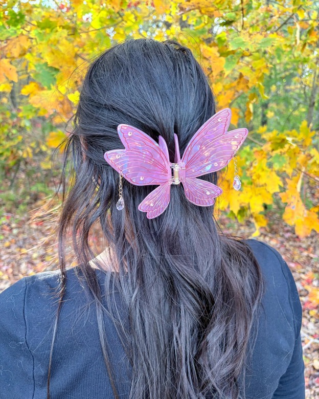 Pink Fairy Wing Claw Clip