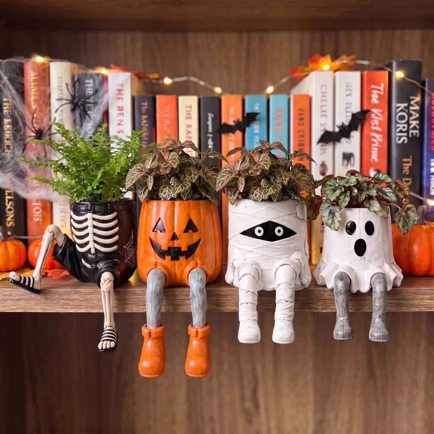 💀🎃Halloween Whimsical Hanging Leg Planter Hand-Painted Resin Succulent Pot💐