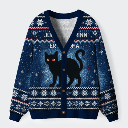  The Yule Cat Is Coming Ugly Cardigan Sweater