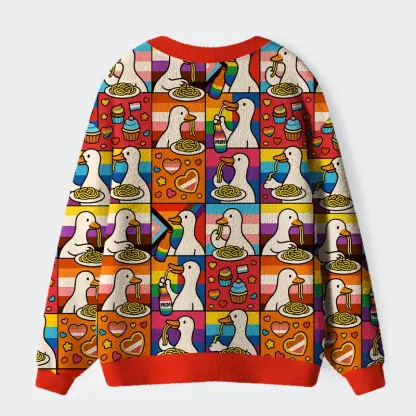  More Spaghetti Less Upsetti Goose Eat Spaghetti Ugly Cardigan Sweater