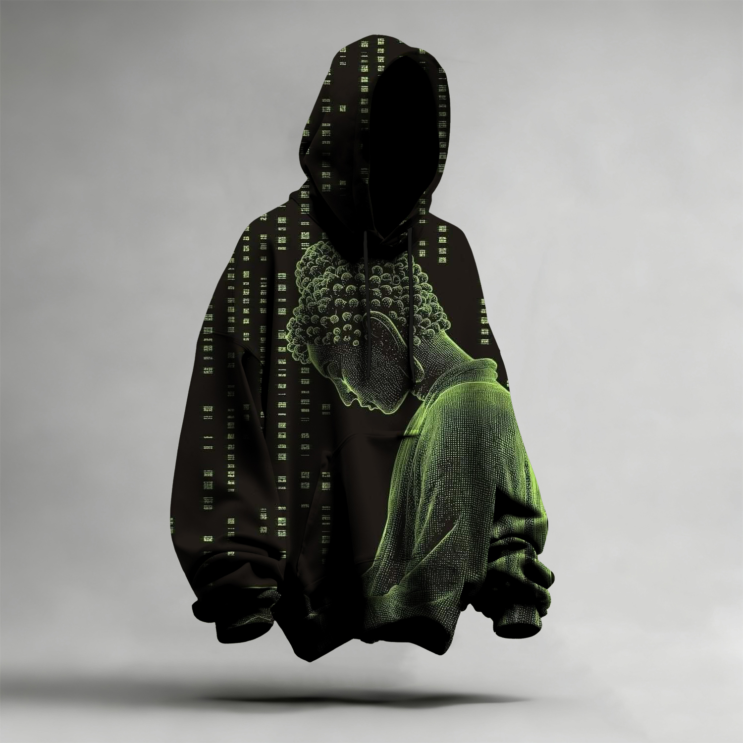 Mysterious Buddha Statue Abstract Illusion Art Short-Sleeved Hoodie