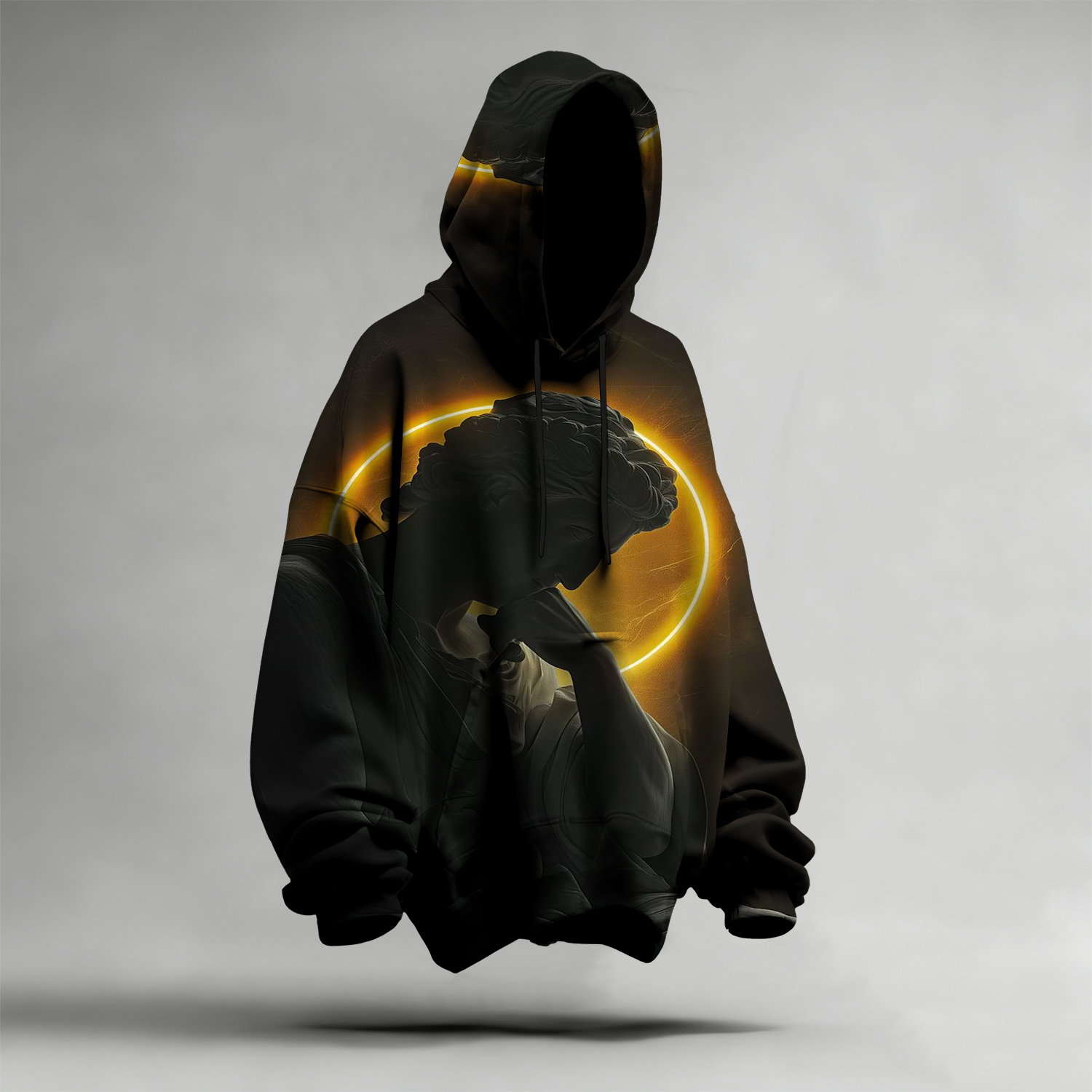 Thinking Statue Abstract Art Short Sleeve Hoodie