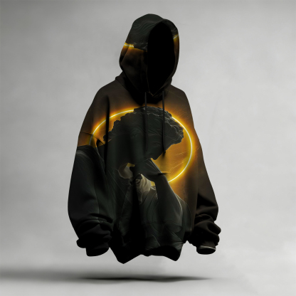 Thinking Statue Abstract Art Short Sleeve Hoodie