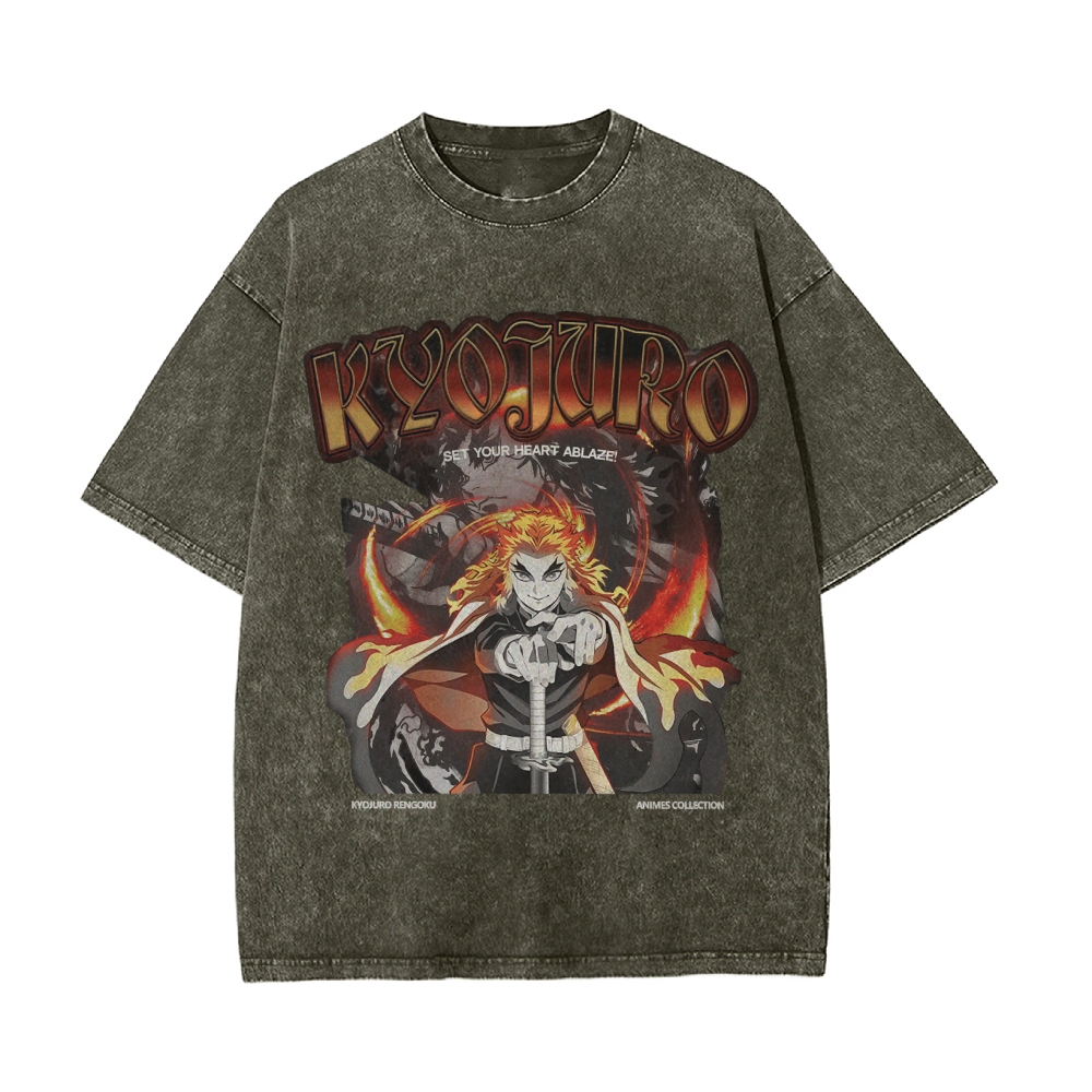 Kyojuro Rengoku Vintage Oversized T-Shirt | Demon Slayer