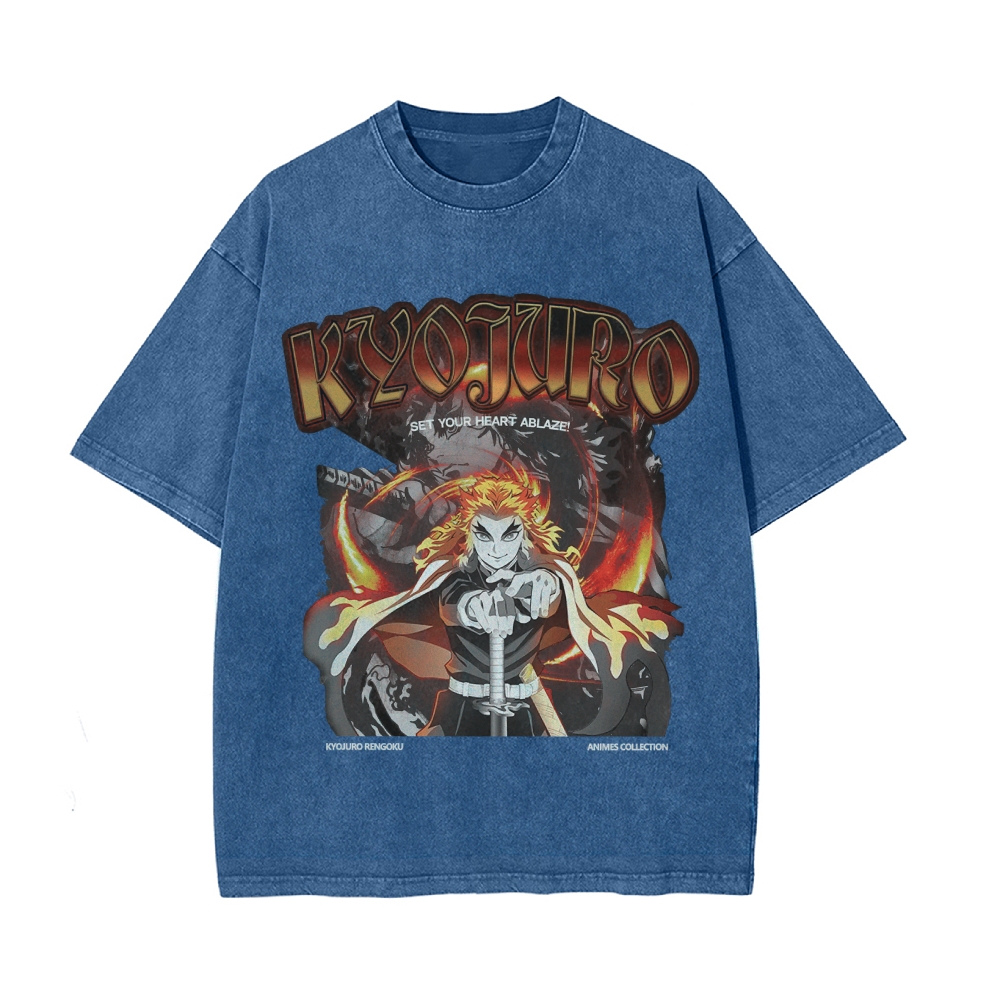 Kyojuro Rengoku Vintage Oversized T-Shirt | Demon Slayer