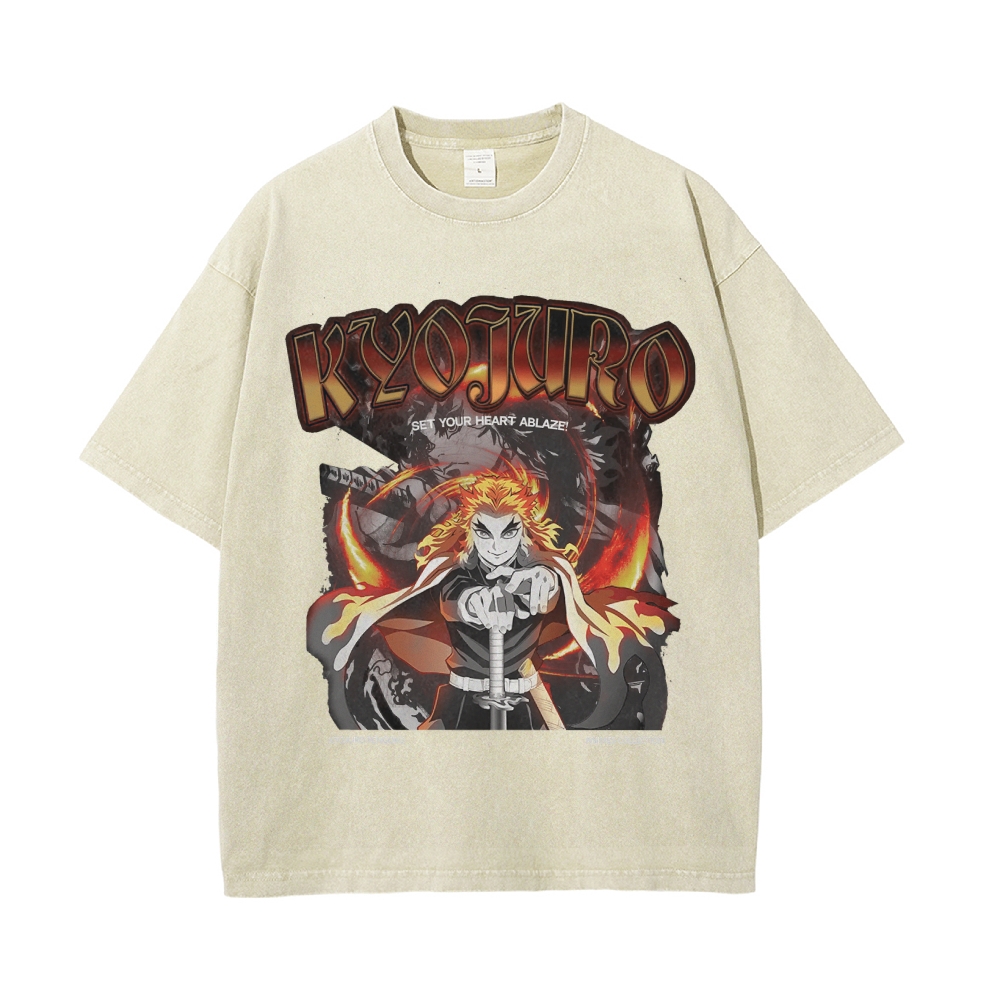 Kyojuro Rengoku Vintage Oversized T-Shirt | Demon Slayer