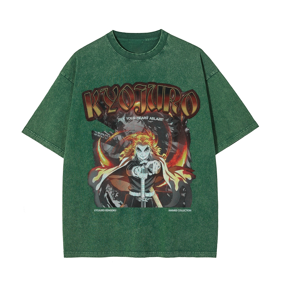 Kyojuro Rengoku Vintage Oversized T-Shirt | Demon Slayer
