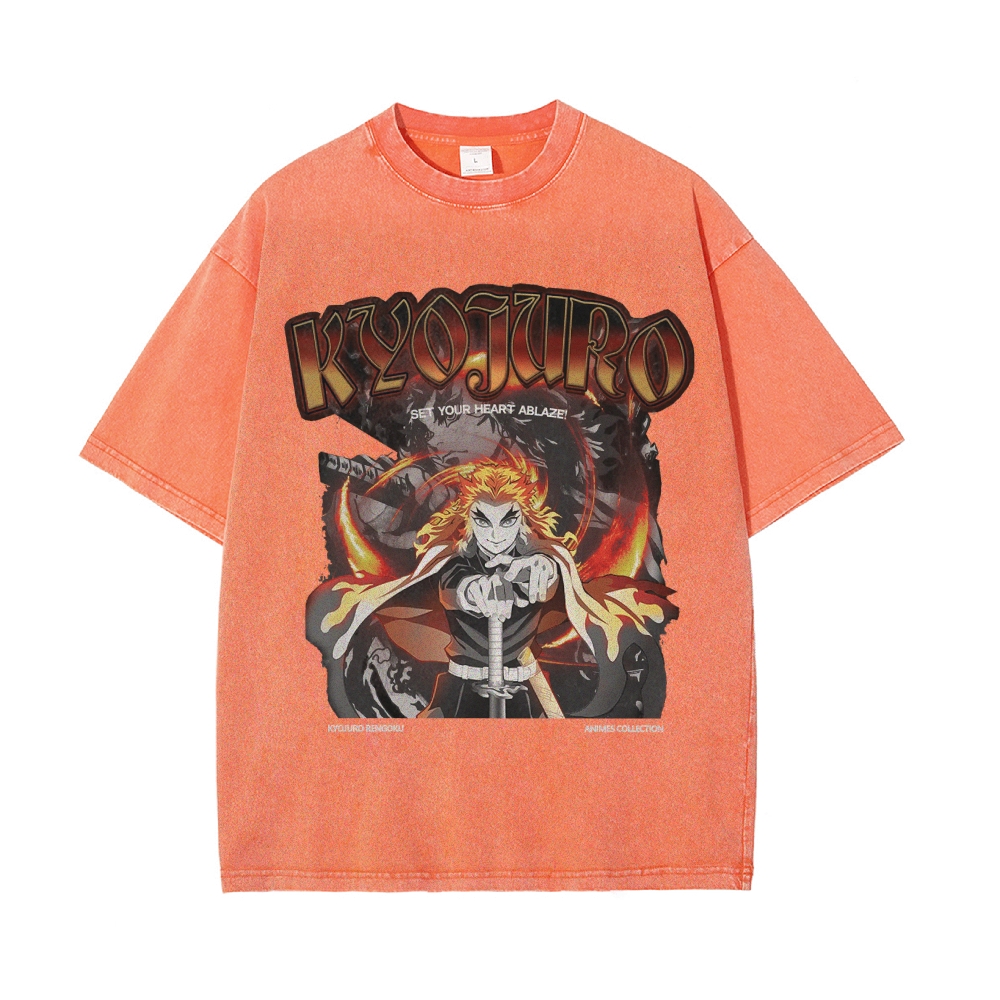 Kyojuro Rengoku Vintage Oversized T-Shirt | Demon Slayer