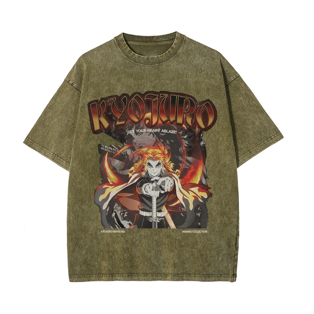 Kyojuro Rengoku Vintage Oversized T-Shirt | Demon Slayer