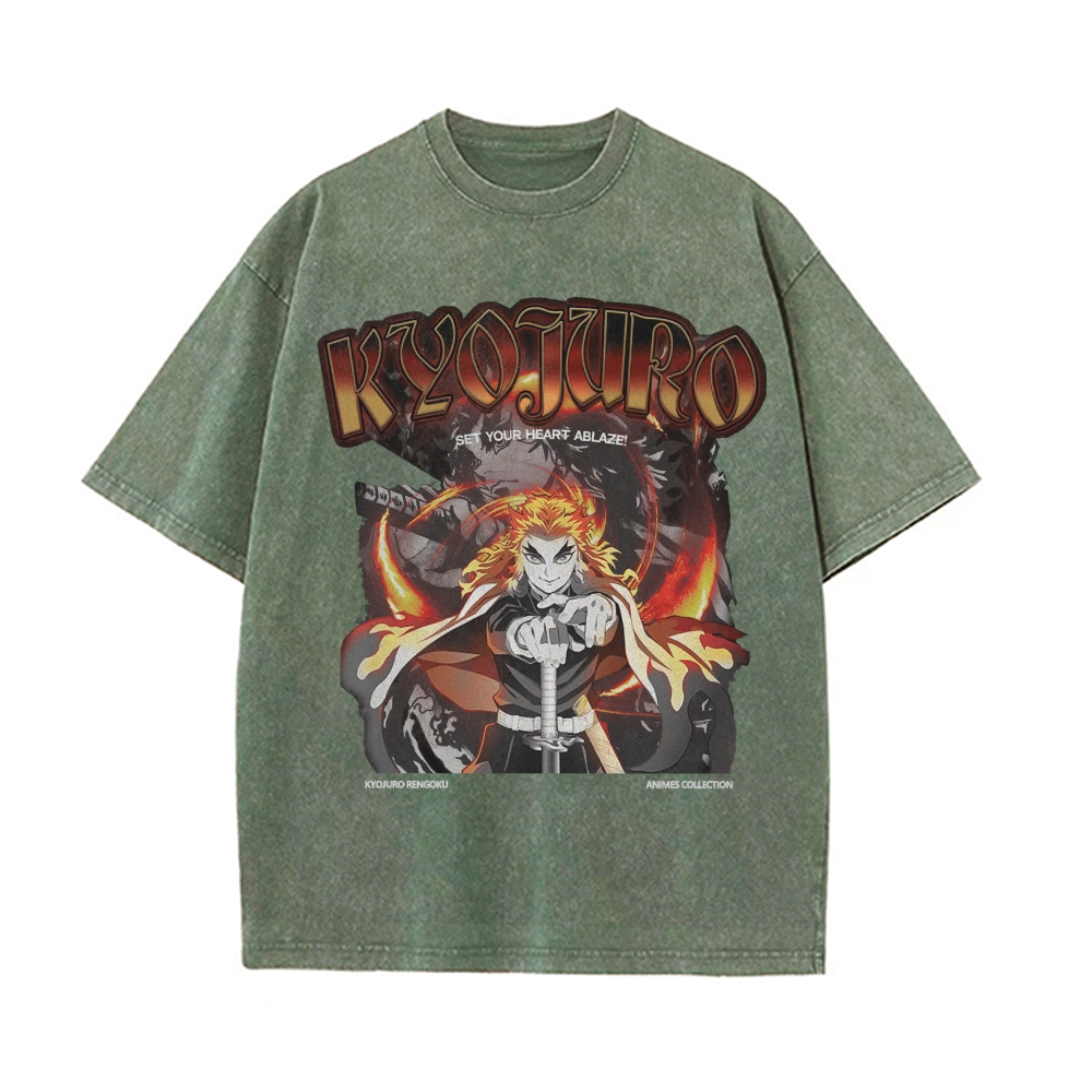 Kyojuro Rengoku Vintage Oversized T-Shirt | Demon Slayer