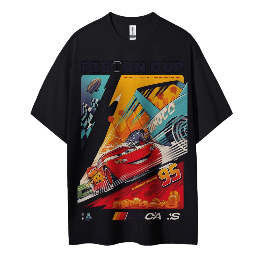 McQueen Crazy Racing Cotton Unisex Round Neck Anime T-shirt