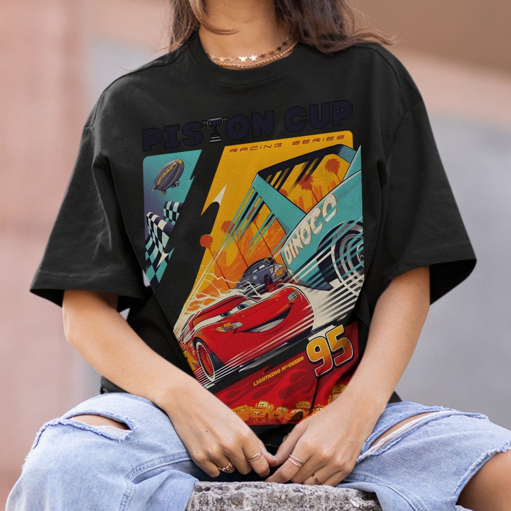 McQueen Crazy Racing Cotton Unisex Round Neck Anime T-shirt