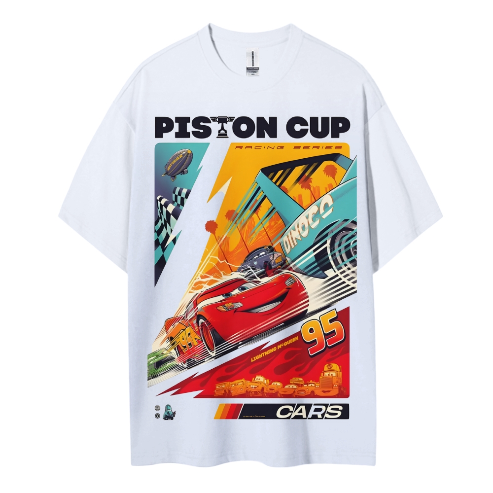 McQueen Crazy Racing Cotton Unisex Round Neck Anime T-shirt