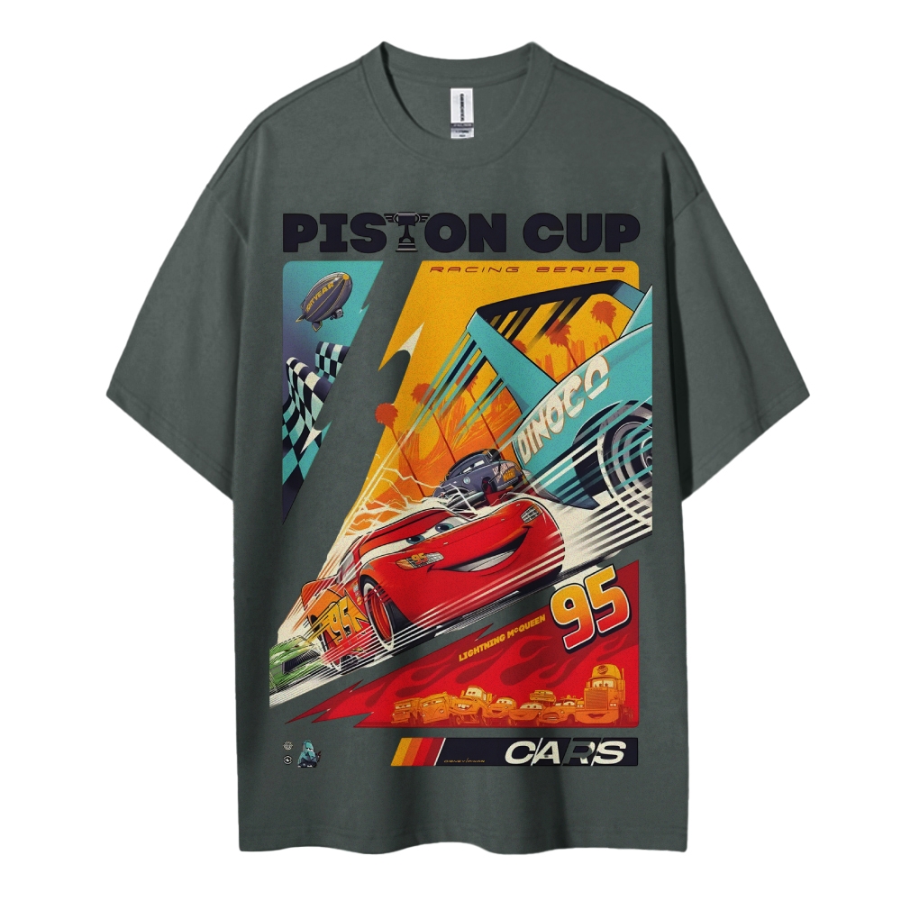 McQueen Crazy Racing Cotton Unisex Round Neck Anime T-shirt