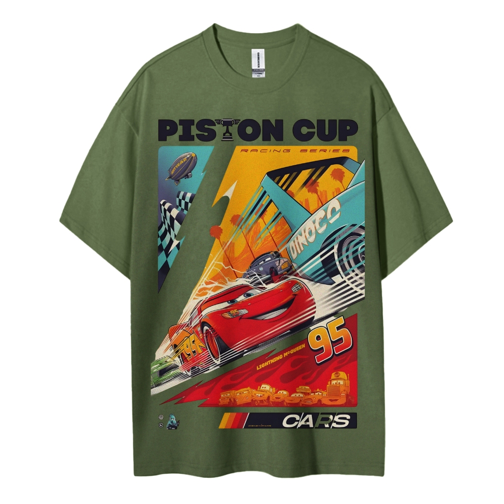 McQueen Crazy Racing Cotton Unisex Round Neck Anime T-shirt