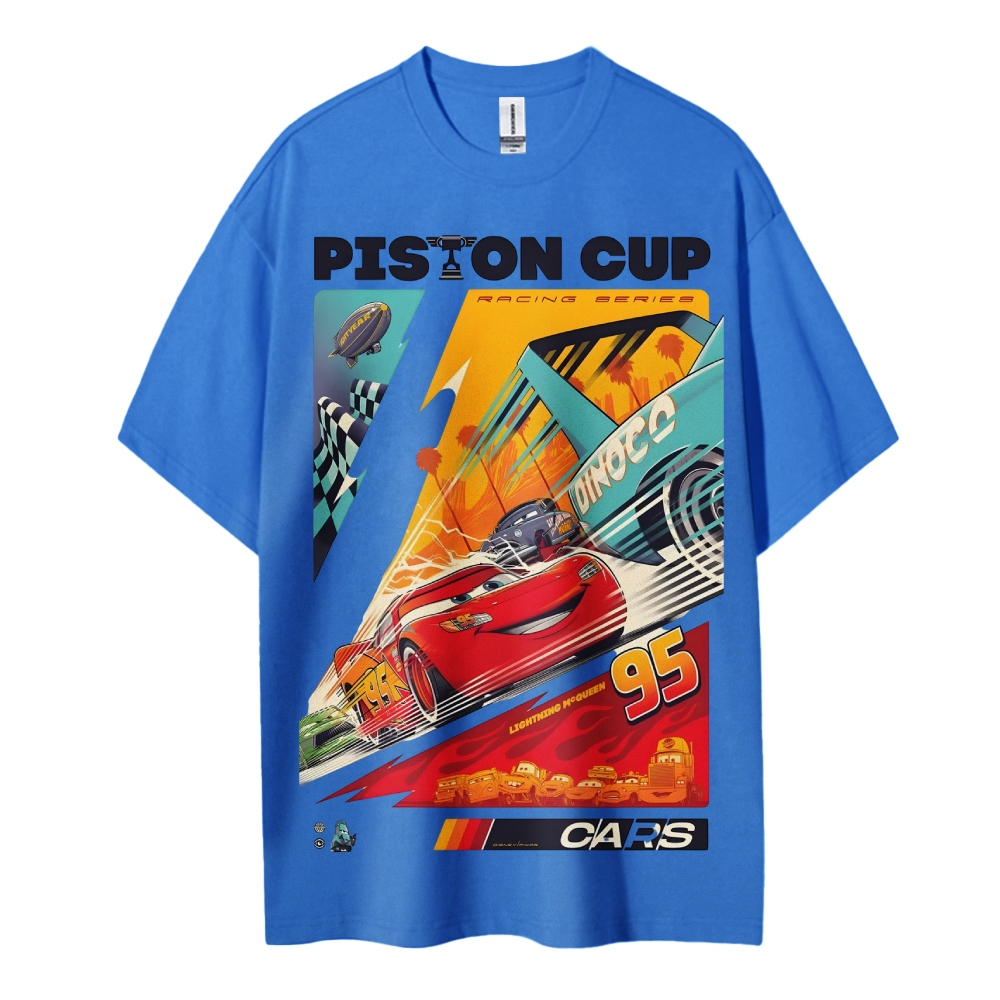 McQueen Crazy Racing Cotton Unisex Round Neck Anime T-shirt