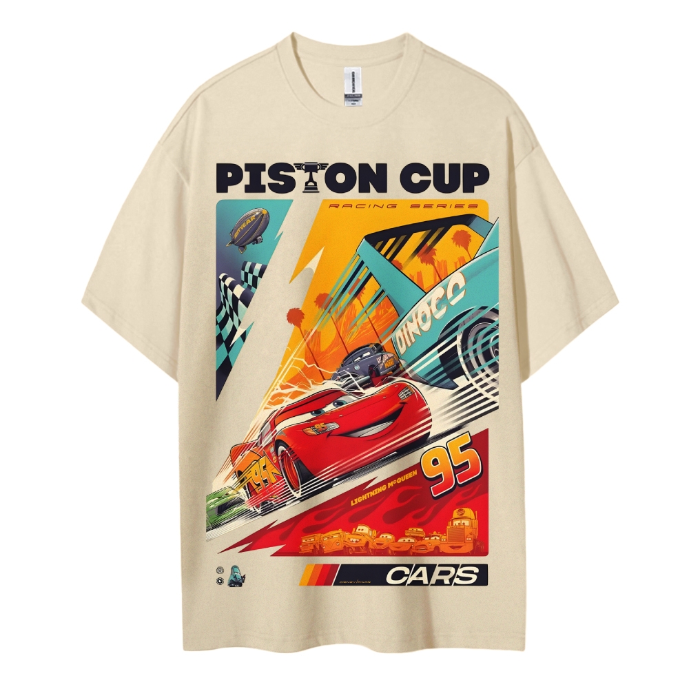 McQueen Crazy Racing Cotton Unisex Round Neck Anime T-shirt