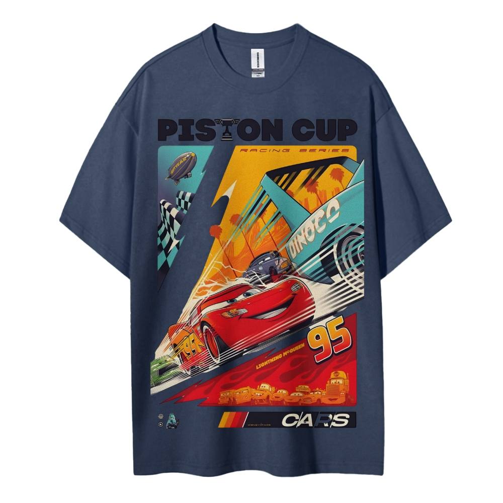 McQueen Crazy Racing Cotton Unisex Round Neck Anime T-shirt